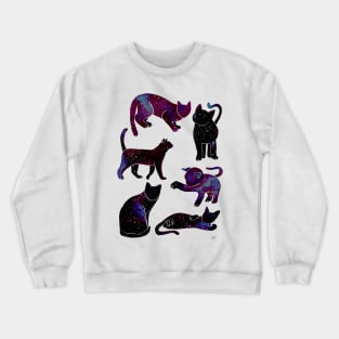 Galaxy Cats Pattern - Black Crewneck Sweatshirt